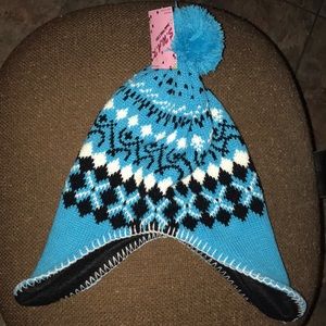 New blue winter hat unisex pompon on top